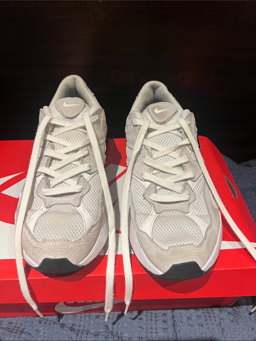 Nike Kids Cream/Beige Mesh & Suede Sneakers